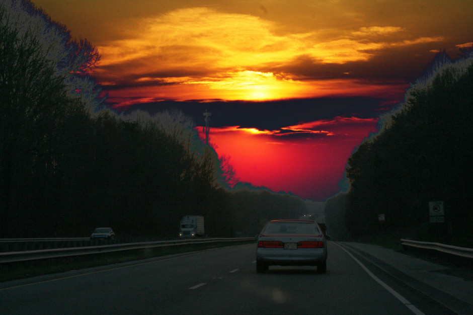 sunset along the highway